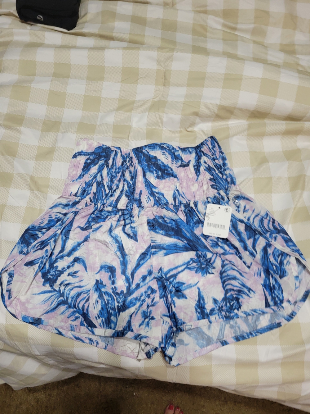 Free People Women's Blue Floral High-Waist Shorts